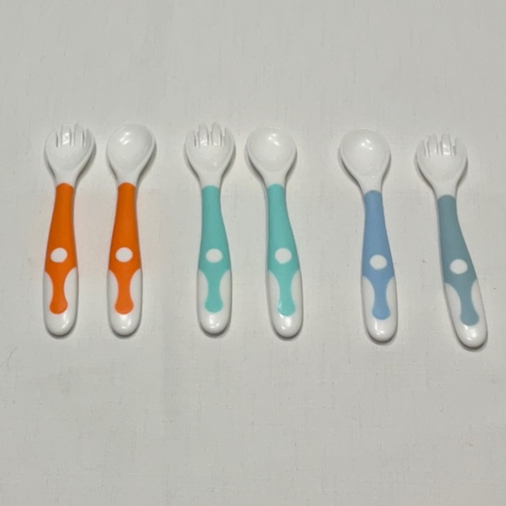 Set of 6 Colorful Baby Spoons and Forks